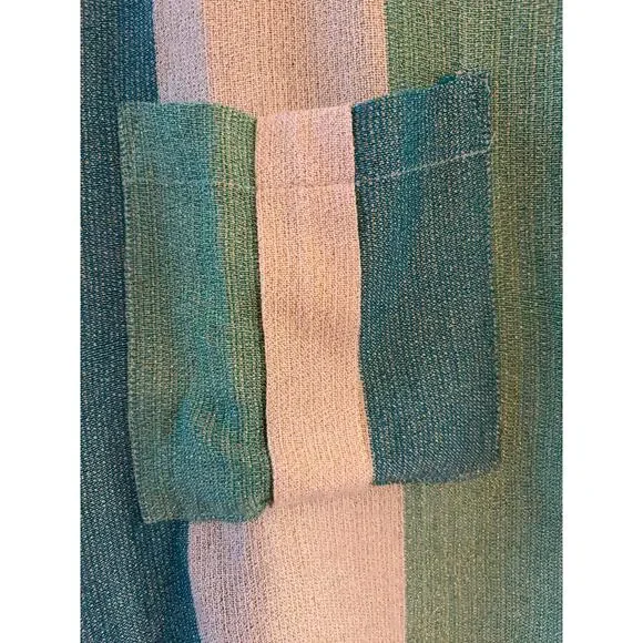 Vintage Havana Striped Button Down Top Green Cream Metallic Lurex Shirt (M) NWT - Picture 7 of 11